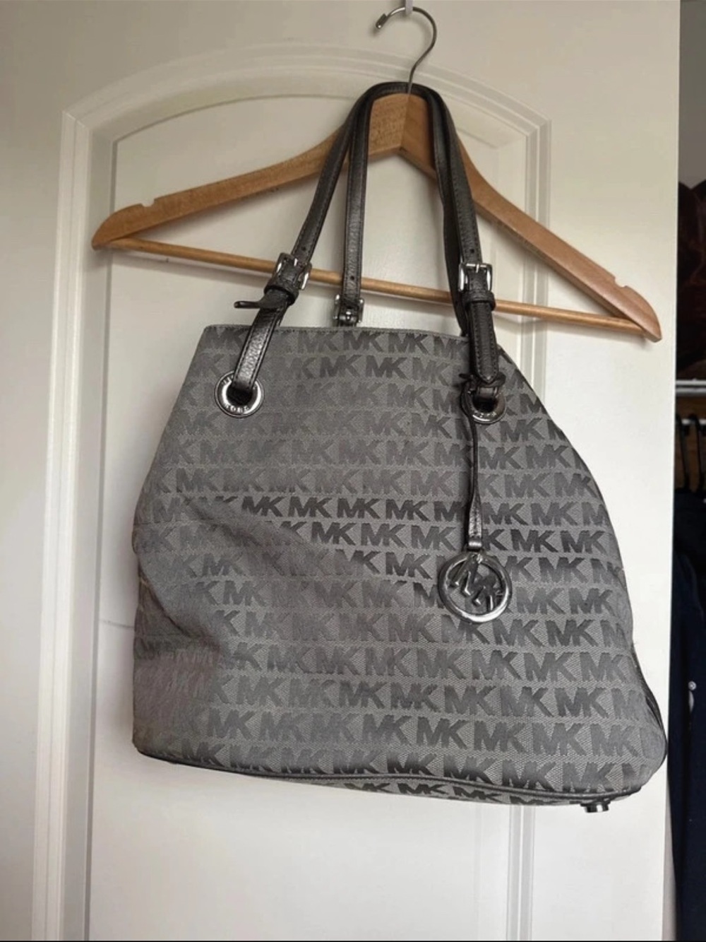 Michael Kors Gray MK Signature Shoulder Tote
